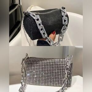Zara Silver Or Black Chain Shoulder Bag